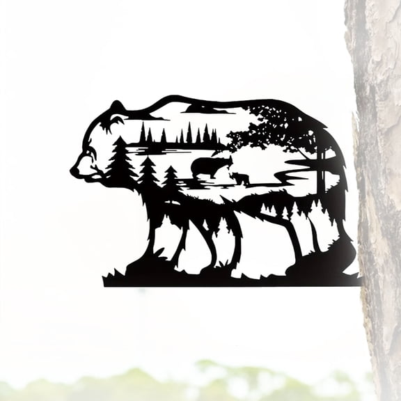 9.845.51 inches Bear Metal Tree Stump with Forest Decor Rustic Iron Art for Yard/Garden Improvement