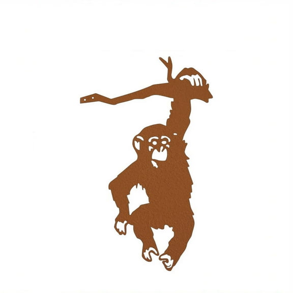 9.84×6.1 Inches Crafts Monkey Hanging on The Branch Garden Stake, Yard Art Decor, Silhouette Metal Wall Art Home Garden Patio Outdoor Statue