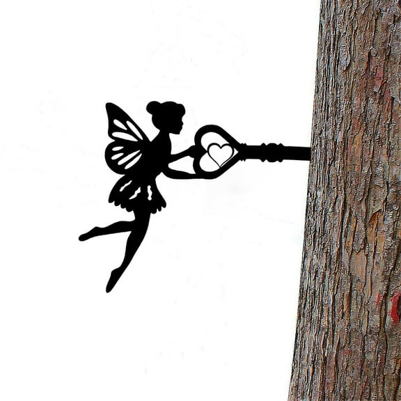 9.84×8.8 Inches Crafts Angel on Branch Steel Silhouette Metal Wall Art Home Garden Patio Outdoor Statue Stake Decoration Perfect for Birthdays