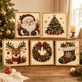 thumbnail image 1 of 9.84*9.84*1.97IN Christmas Kit, Beginner DIY Bead Art Set with Canvas, Applicator Pen, Wax, Sorting Tray, Instructions and Photo Frame,E, 1 of 6