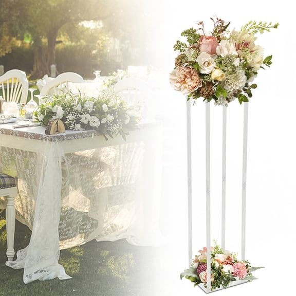 9.84*9.84*39.37 in Acrylic Wedding Flower Stand Clear Portable Wedding Geometric Flower Vase Column Stand