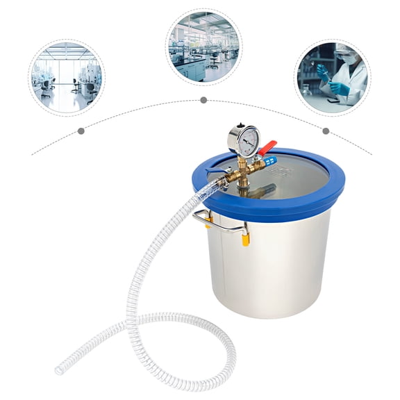 9.84*9.84in 3 Gallon Vacuum Chamber with Lid Degassing Chamber Perfect for curing wood and other experiments with volatile compounds