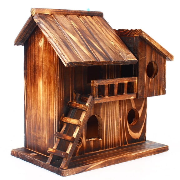 9.84*9.84in Squirrel House Nesting Box Bird Nature Animals Safety Wooden Nest Protector Brown