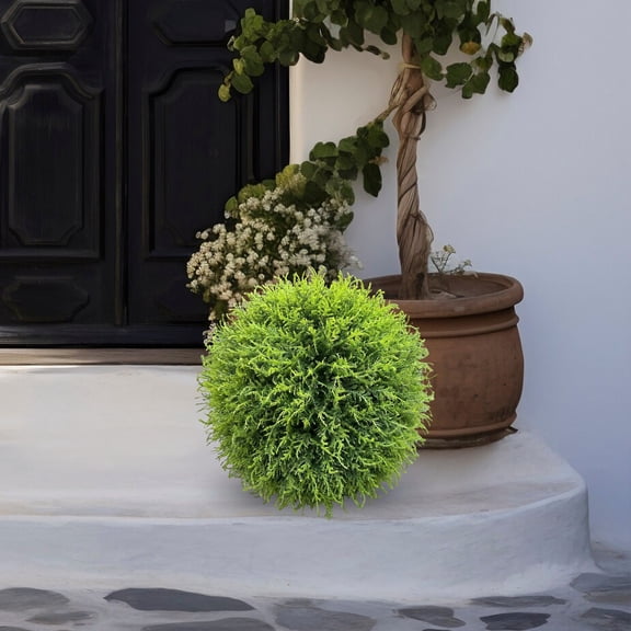 9.84" Artificial Evergreen Cyprus Ball,Simulation Grass Milan Grass Decoration Topiary Pines Needle Grass Artificial Evergreens Cyprus Ball