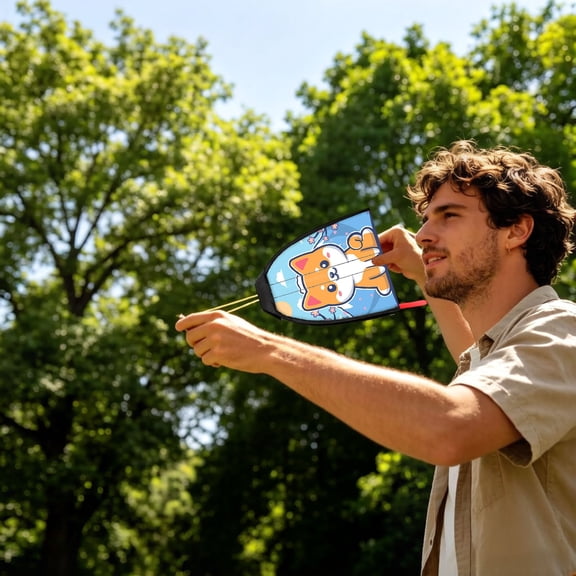 9.84" Elastic Slingshot Pocket Kite Assorted Cute Cartoon Animal Pattern, Mini Portable Frameless Hand Launch Kite for Backyard Beach Lawn Adult Family Outdoor Casual Sports