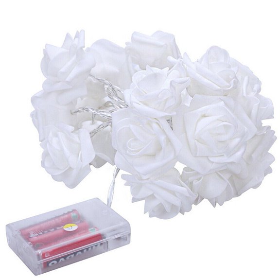 9.84 Ft 20 LED Rose Flower Lights String Battery Operated Wedding Home Party