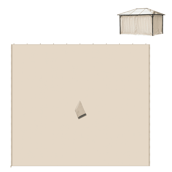 9.84' Gazebo Sidewall Set, Beige - Outdoor Privacy Curtains with Hooks & C-Rings - Sun Shade Replacement Panels for 9.84x9.84' Gazebos