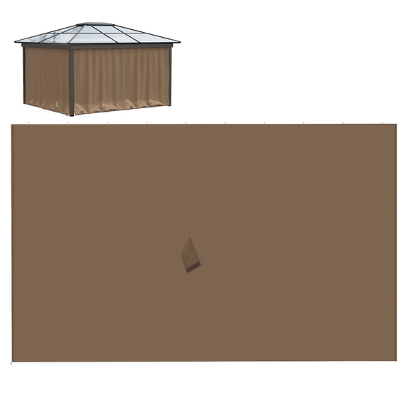 9.84' Gazebo Sidewall Set, Brown - Outdoor Replacement Curtains with Hooks & C-Rings - Sun & Wind Protection - Patio Canopy Privacy Screens