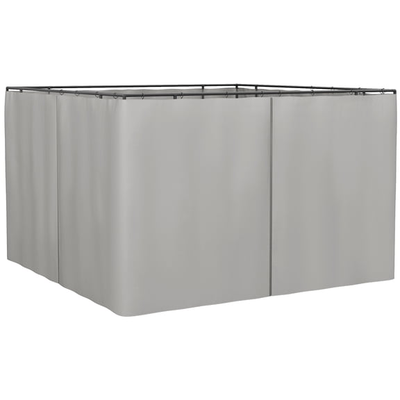 9.84' Gazebo Sidewall Set - Outdoor Privacy Curtains - Gray - with Hooks & C-Rings - Weather Resistant Polyester - Replacement Canopy Side Panels