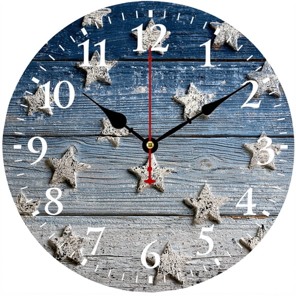 9.84 Inch Coastal Wall Clock, Starfish Beach Decorative Clock, Battery Operated Round Analog Clock with Easy to Read Numbers, Ocean Nautical Sea Decor for Living Room Bedroom Kitchen Bathroom Beach H