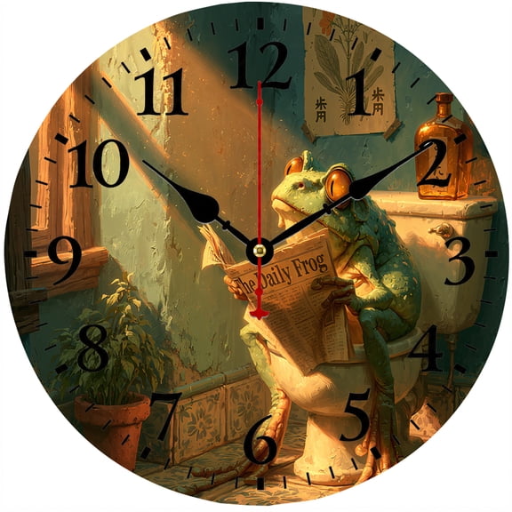 9.84 Inch Frog Wall Clock, Vintage Animal Decorative Wall Clock, Rustic Farmhouse Battery Operated Analog Clock for Kitchen Living Room Bedroom Decor