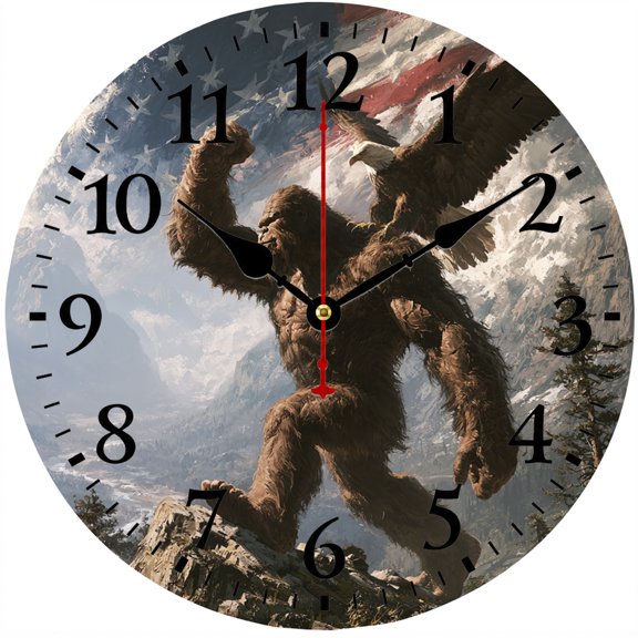 9.84 Inch Gorilla Wall Clock, Fantasy Mountain Battle Decorative Analog Clock, Battery Operated, Easy to Read for Living Room Bedroom Office
