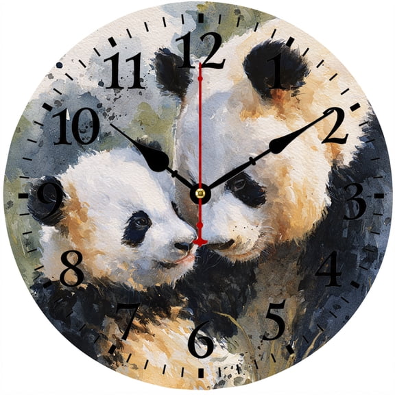 9.84 Inch Panda Wall Clock, Cute Animal Battery Operated Analog Clock, Easy to Read Numbers, Decorative Clock for Living Room Bedroom Office