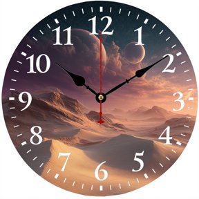 9.84 Inch Wall Clock, Space Galaxy Landscape Decorative Round Analog Clock, Battery Operated Clock with Easy to Read Numbers, Modern Home Decor for Living Room Bedroom Office