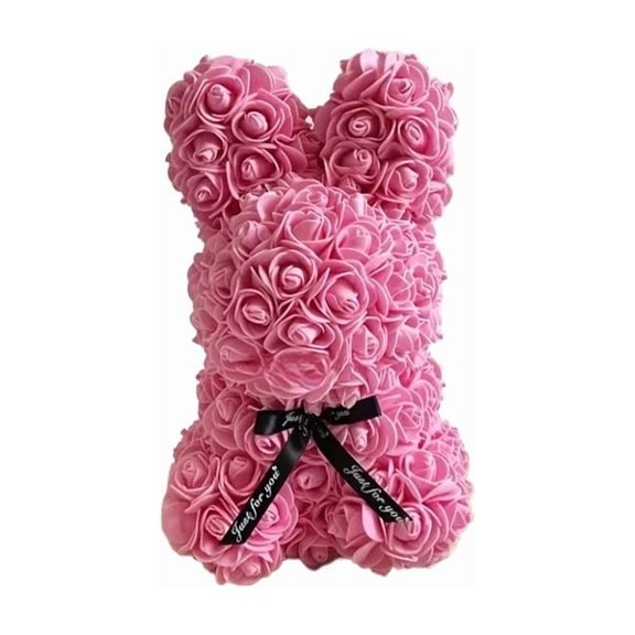 9.84 Inches PE Simulation Foam Flower Rabbit - Immortal Flower Rabbit for Valentine's Day and Christmas Decor