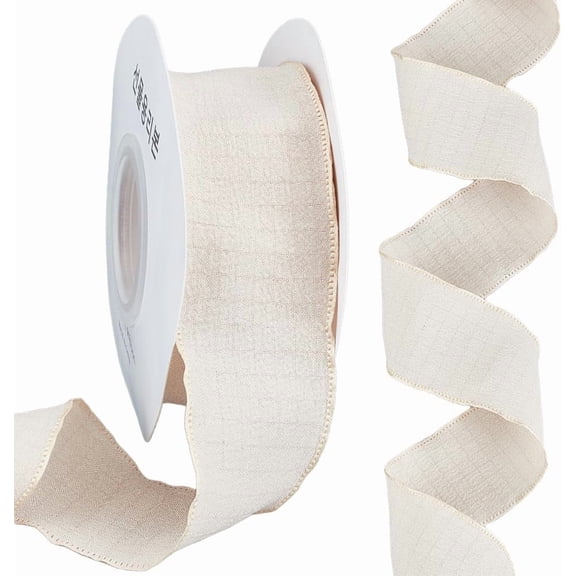 9.84 Yards 1.57 Inch Champagne Double Ruffle Edge Ribbon Wrinkled Trim Chiffon Silk Wave Linen Ruffled Fabric Trimming with Spool for Sewing Making Gift Wrapping Wedding Crafts Decor Supply