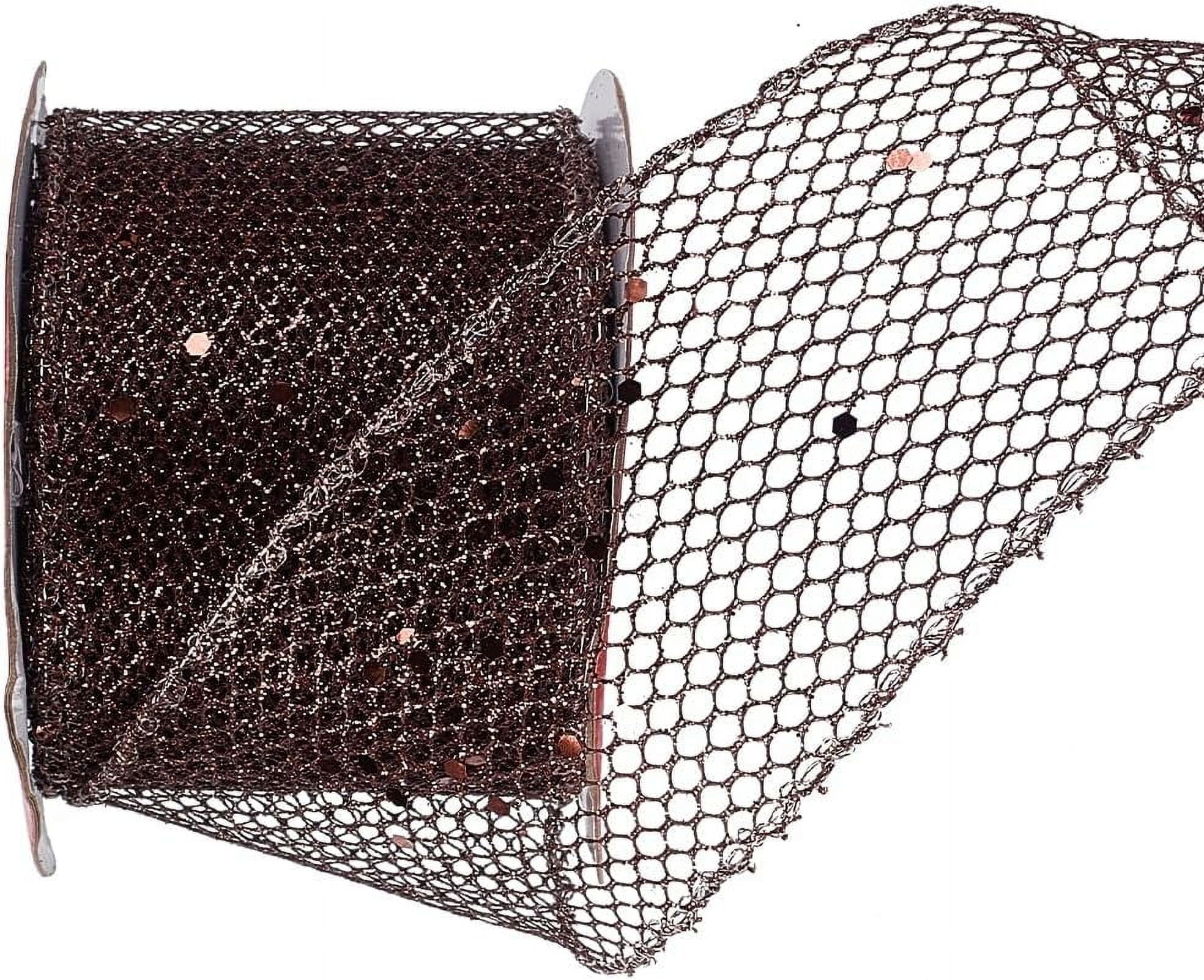 9.84 Yards 2.5 Inch Sparkling Glitter Mesh Ribbon Dark Brown Netting ...