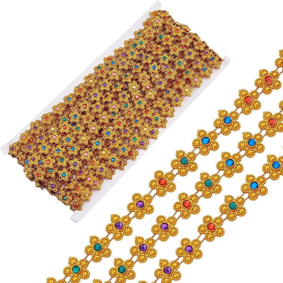 9.84 Yards Beaded Trim Ribbons Petals Applique Sewing Lace Trimmings Flower Lace Edge Trim Ribbon Sewing Craft for Wedding Dress