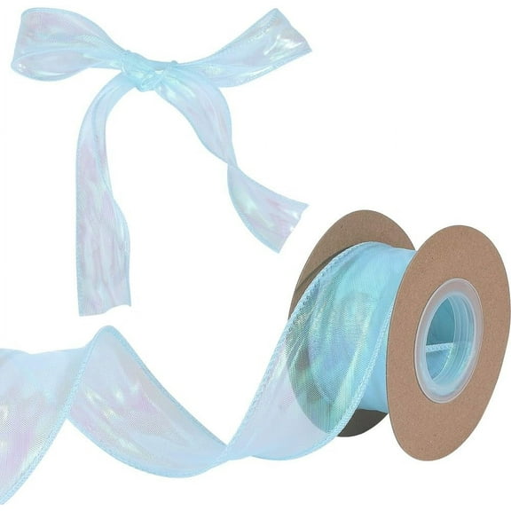 9.84 Yards Organza Ribbon 1.57" Wide Clear Sheer Wired Shimmer Edge Ribbon Decorative Fabric