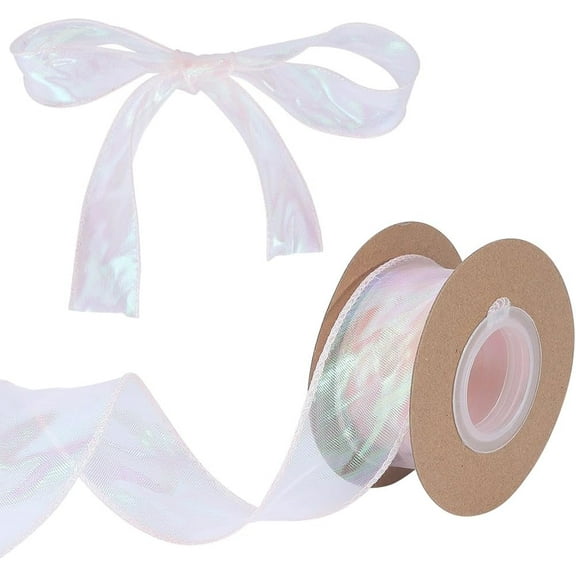 9.84 Yards Sheer Nylon Organza Ribbon 1-5/8 Wide Clear Shimmer Chiffon Decorative Edge Ribbon for Gift Wrapping Basket Bows Wedding Invitations Floral Bouquet Decor DIY Crafts Misty Rose DIYDIY