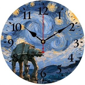 9.84 in Sci-Fi Robot Wall Clock, Starry Night Decorative Battery Operated Analog Clock, Easy-to-Read Numbers for Game Room Bedroom Office