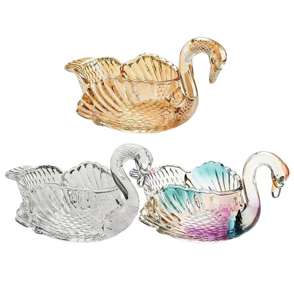 9.84 x 5inch Crystal Swan Bowl Decorative Centerpiece Bowl for Candy Dish Flower Vase Fruits Table Decoration (Multicolor)