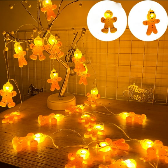 9.84FT Gingerbread Man Christmas Garland, Christmas Gingerbread Man Led String Light Warm Bulbs Indoor Decorative Lamp, Christmas Tree Decor, Christmas Decorations for Indoor Use