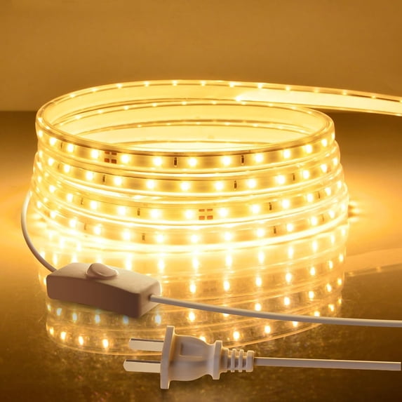 9.84FT LED Light Strip Outdoor Waterproof, 3500K Super Bright LED Tape Lights,110 V LED Rope Lights,360 LEDs Strip Lighting for Bedroom, Backyards, Garden