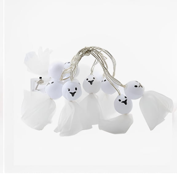 9.84ft 20Light LED Christmas Lights Battery Operated Bedroom Outdoor,Waterproof Cute Smileing Fairy Christmas Light(Ghost Light String)