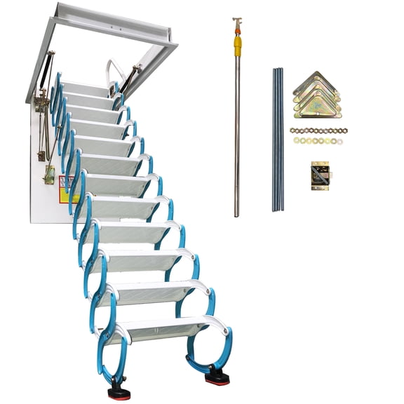 9.84ft Attic Pull Down Ceiling Ladder Stairs Loft Wall Ladder Stairs Hidden Folding Loft Ladder Stairs 12 Steps