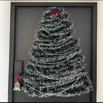 9.84ft DIY Christmas Tinsel Garland Xmas Tree Decorations, Encrypted Christmas Dark Green White Edge Green Edge Color Pull Flower Ribbon Chiffon Snowflake Scene Decoration