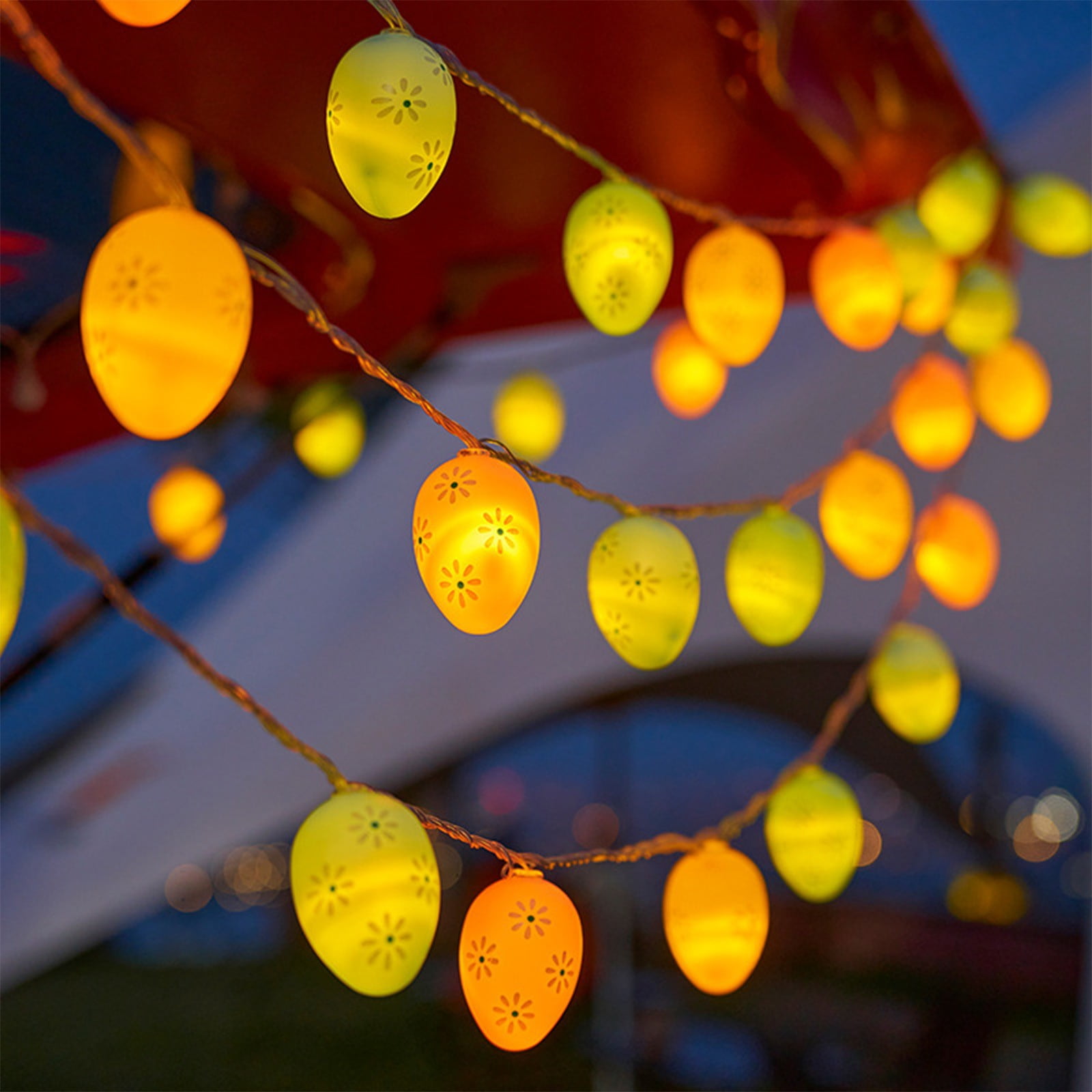 9.84ft Easter Egg String Lights | LED Multicolor Hollow Plastic Egg ...