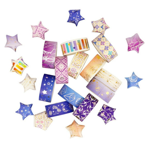 9.84ft Poetic Gold Washi Tape Set VSCO Floral Foil Masking Tape Decorative for Arts, DIY Crafts, Bullet Journal Supplies, Planners, Scrapbook, Card/Gift Wrapping -15mm- (Purple Night 12 Rolls)