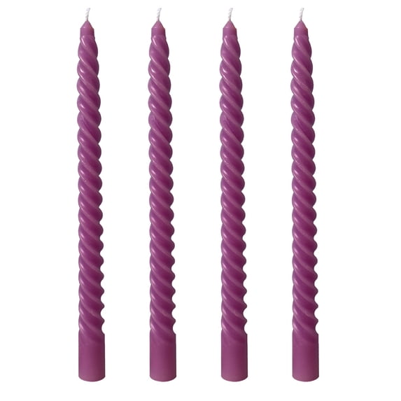 9.84in 4-Pack Taper Candles - Odorless Mixed Wax Wedding/Party Decoration Set (Purple)