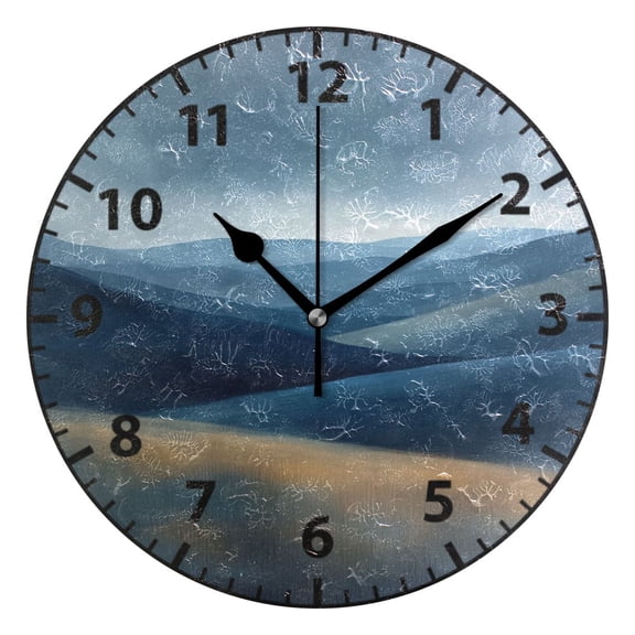 9.84in Abstract Landscape PVC Canvas Wall and Table Clock with Canvas Texture, Black or Gold Hands