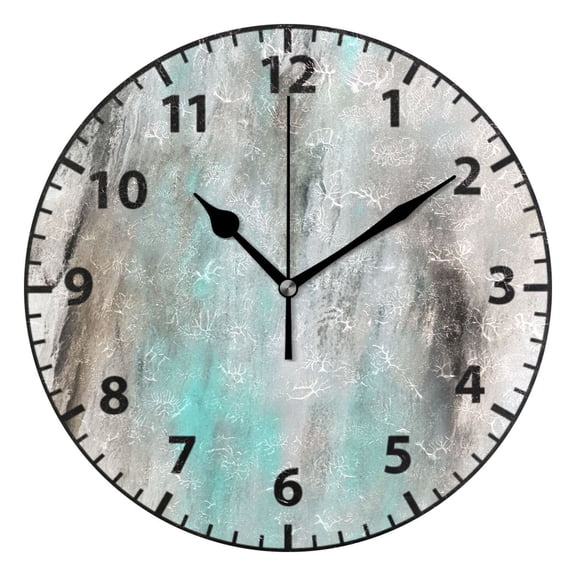 9.84in Abstract Textured Painting PVC Canvas Wall and Table Clock with Canvas Texture, Black or Gold Hands