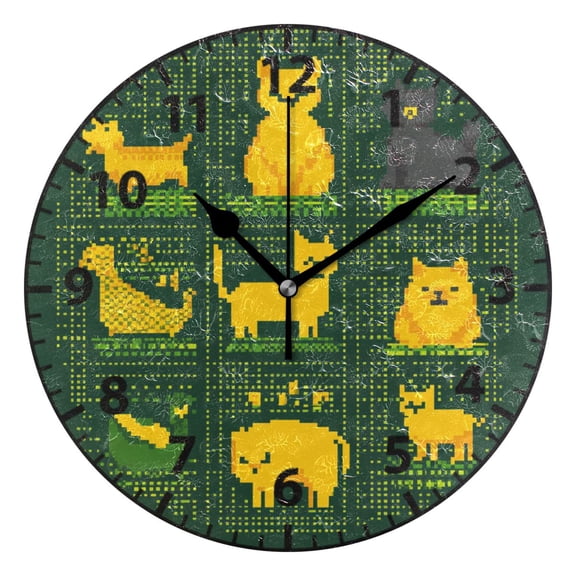 Animal Icons Classic Wall Clock Modern Small Clock Black Hands for Office, Home, Bedroom,School 9.84in