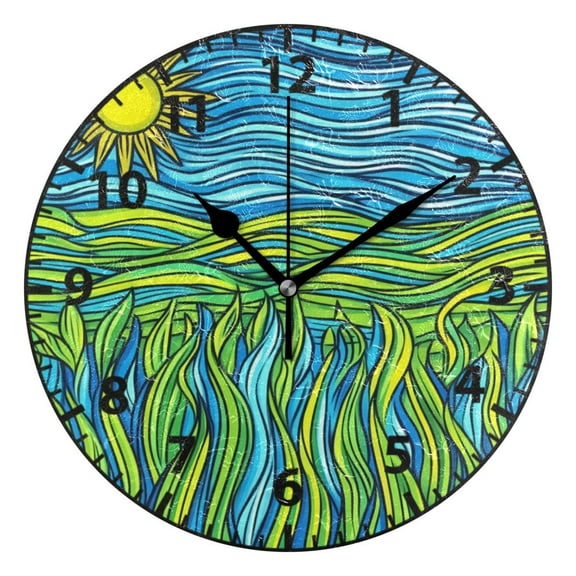 Artistic Oil Painting Pattern Wall Clock Modern Small Clock Gold Hands for Office, Home, Bedroom,School 9.84in