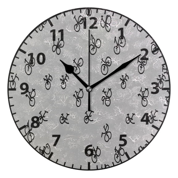 Bicycle Repeating Design Wall Clock Modern Small Clock Black Hands for Office, Home, Bedroom,School 9.84in