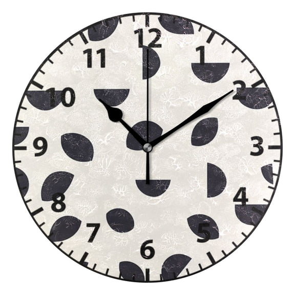 9.84in Black Geometric Pattern PVC Canvas Wall and Table Clock with Canvas Texture, Black or Gold Hands