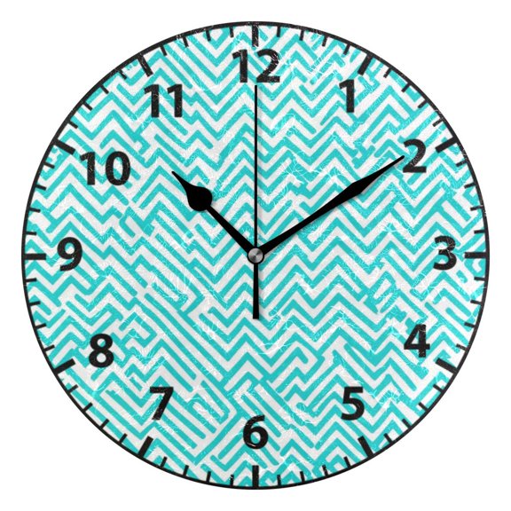 9.84in Blue Stripe Pattern PVC Canvas Wall and Table Clock with Canvas Texture, Black or Gold Hands