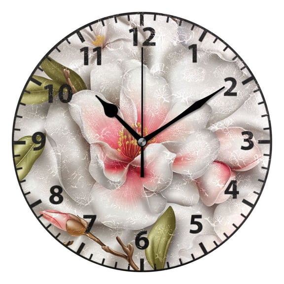 Botanical Garden Design Wall Clock Modern Small Clock Gold Hands for Office, Home, Bedroom,School 9.84in