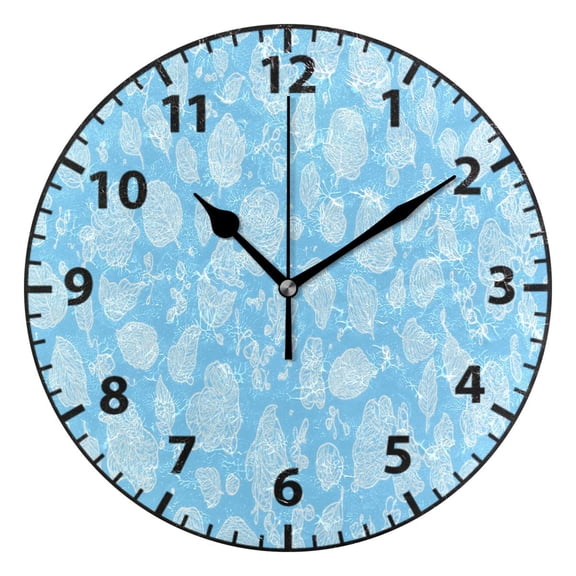 9.84in Botanical Leaf Collection PVC Canvas Wall and Table Clock with Canvas Texture, Black or Gold Hands