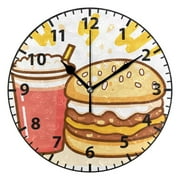 9.84in Burger Cola PVC Canvas Wall and Table Clock with Canvas Texture, Black or Gold Hands