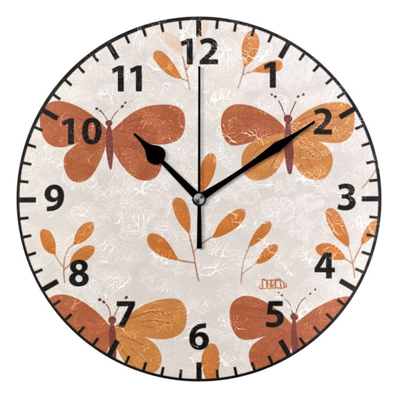9.84in Butterfly Dance Pattern PVC Canvas Wall and Table Clock with Canvas Texture, Black or Gold Hands