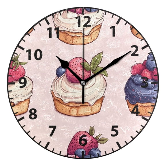 Cake Pattern Wall Clock Modern Small Clock Gold Hands for Office, Home, Bedroom,School 9.84in