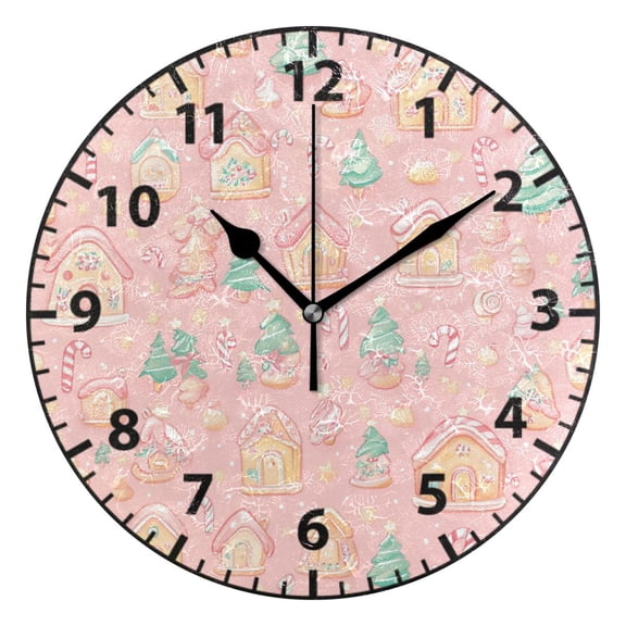 Candy House Pattern Wall Clock Modern Small Clock Black Hands for Office, Home, Bedroom,School 9.84in