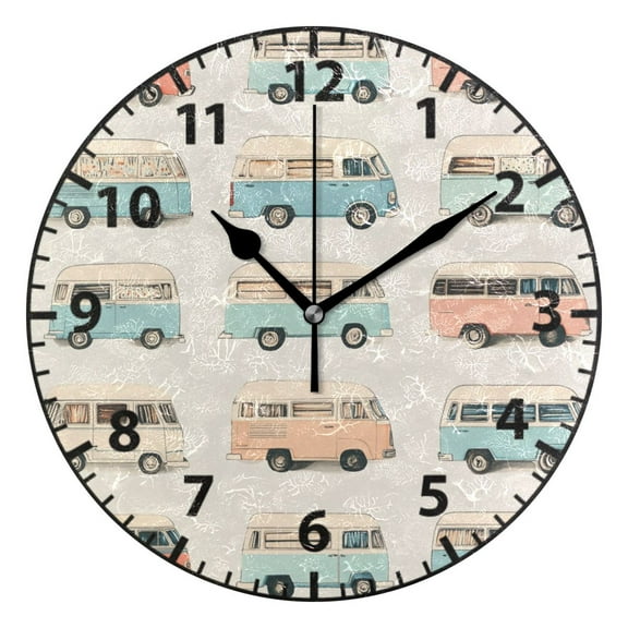 9.84in Cars PVC Canvas Wall and Table Clock with Canvas Texture, Black or Gold Hands