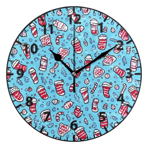 9.84in Cartoon Snack Pattern Design PVC Canvas Wall and Table Clock with Canvas Texture, Black or Gold Hands