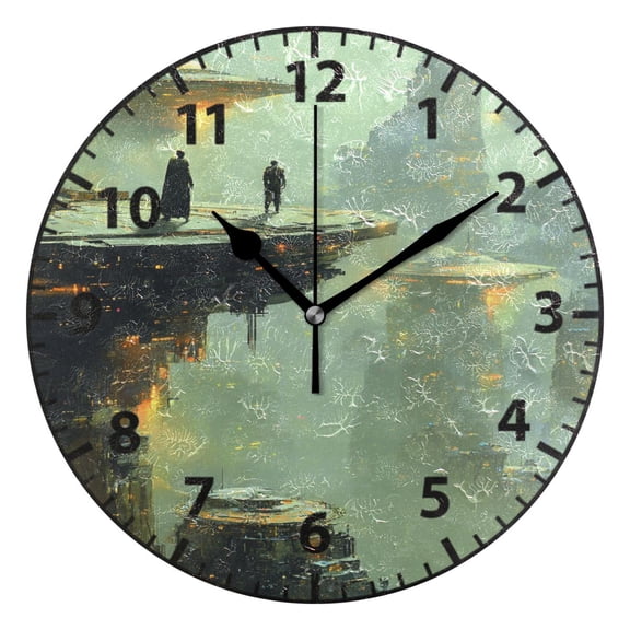 9.84in Cliff PVC Canvas Wall and Table Clock with Canvas Texture, Black or Gold Hands